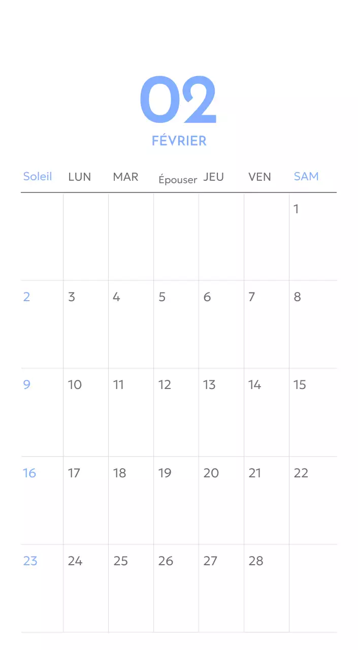 Calendrier photo de suivi des objectifs avec une touche de bleu