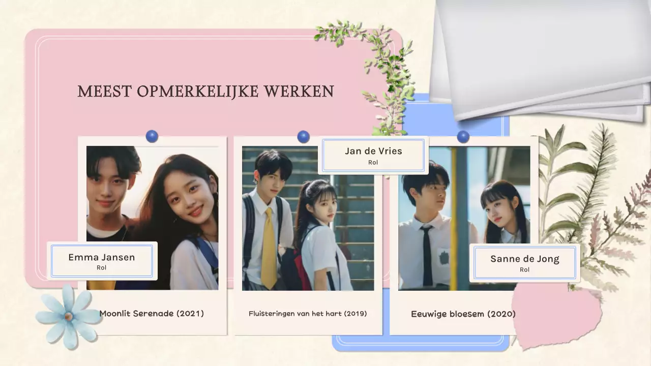 Roze elegante K-drama toonhoogte