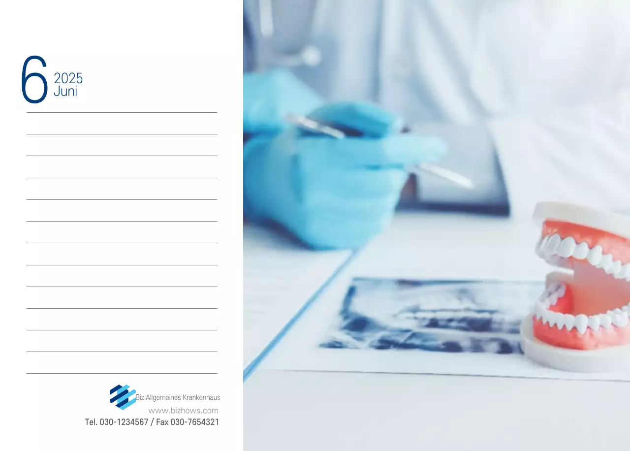 Marineblauer einfacher Krankenhaus-Werbekalender