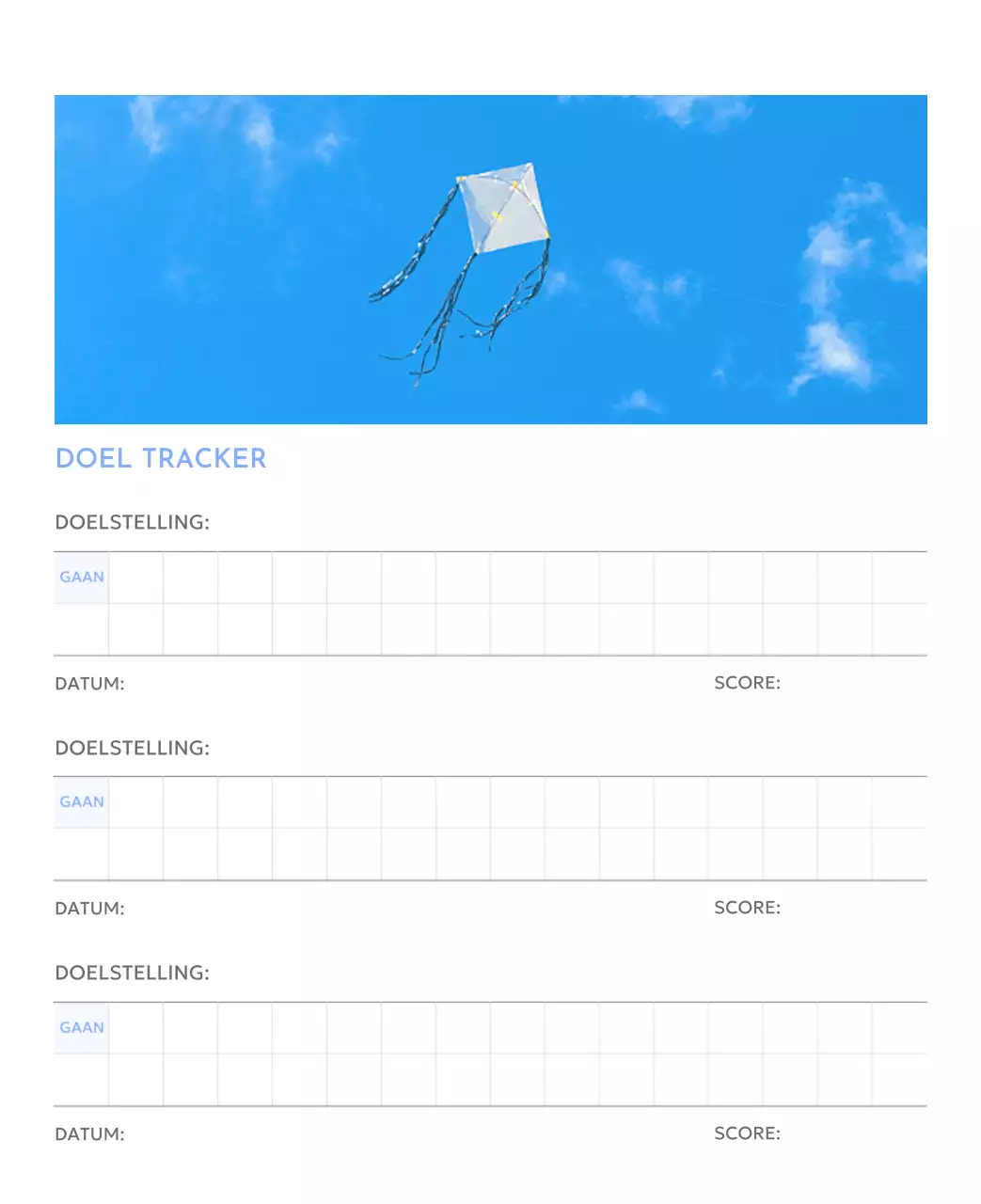 Photo goal tracker kalender met een vleugje blauw