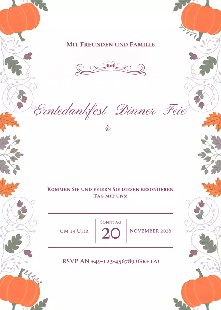 Einladung zum Thanksgiving-Dinner