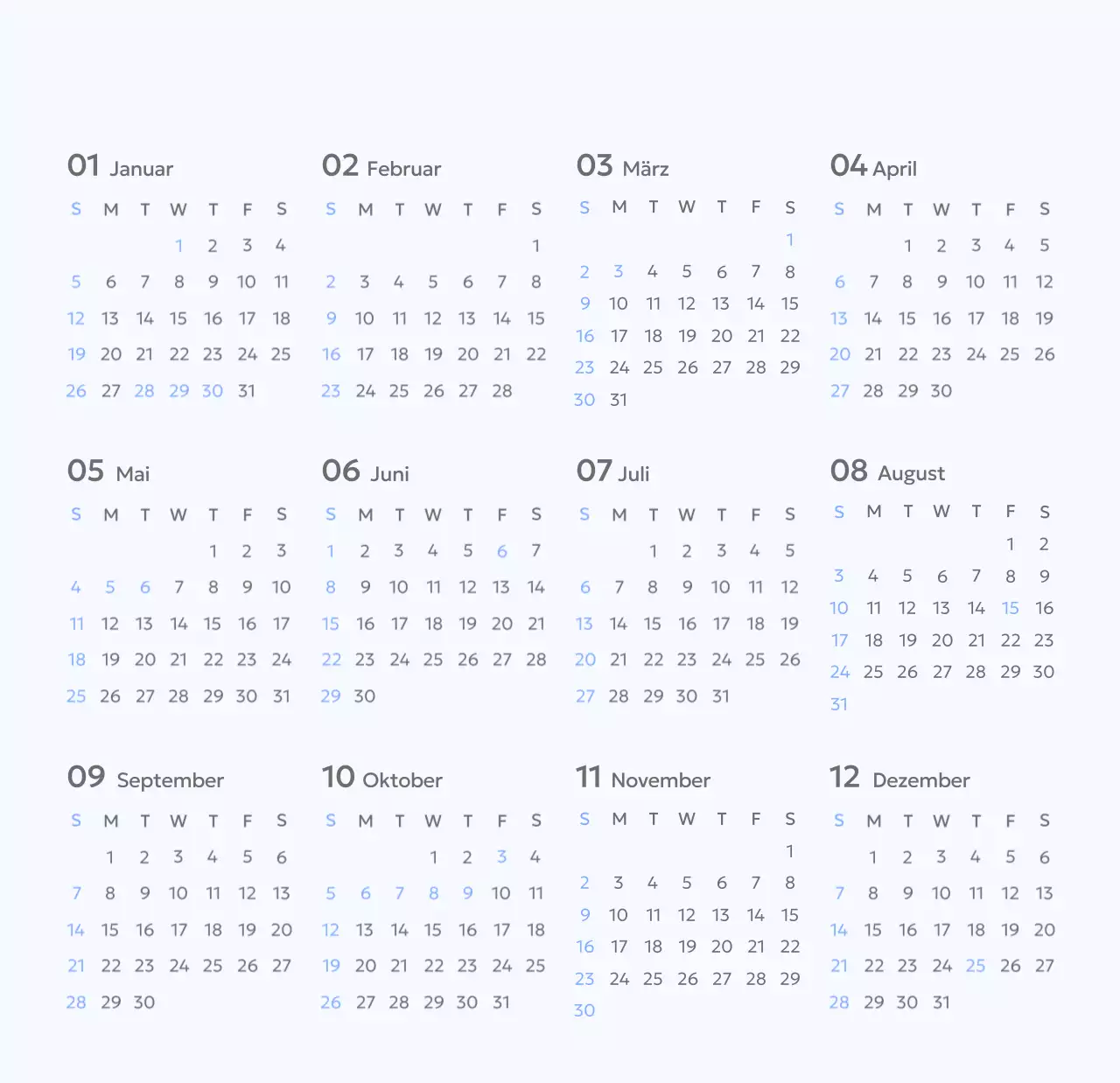 Foto-Zielverfolgungskalender mit einem Hauch von Blau