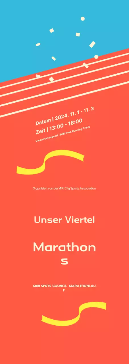 Leuchtend orangefarbene Marathonveranstaltung