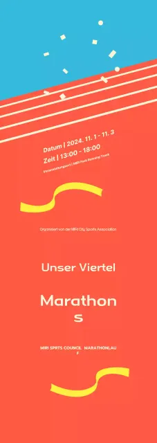 Leuchtend orangefarbene Marathonveranstaltung