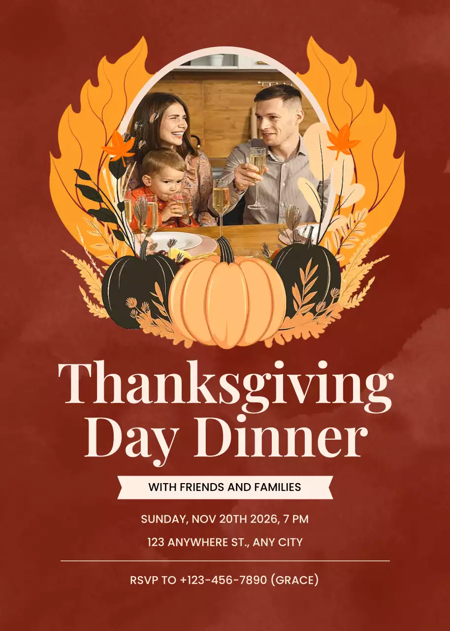 Red Rustic Thanksgiving Invitation Poster