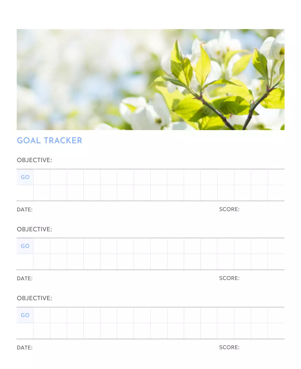 Kalender pelacak sasaran foto dengan percikan warna biru