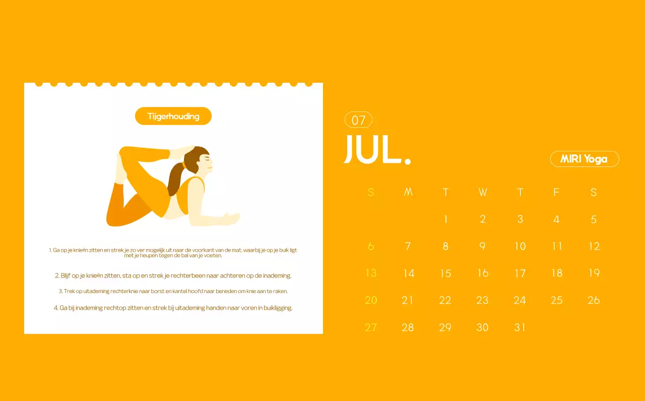 Oranje Minimalistische Yoga Promotiekalender