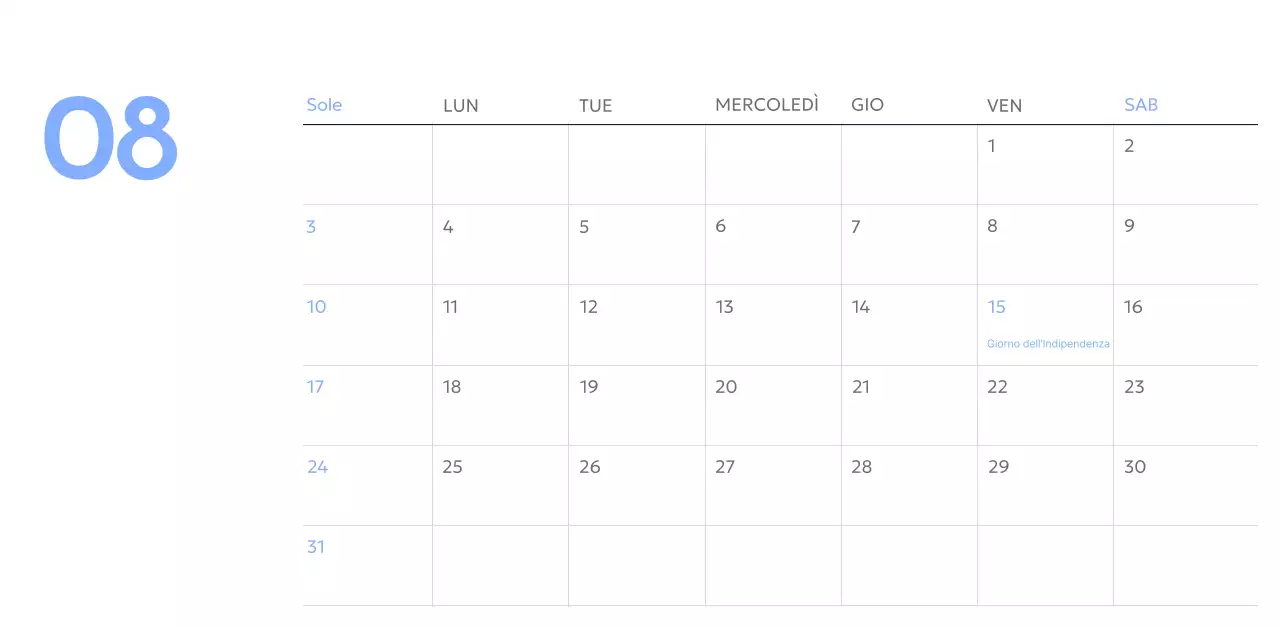 Calendario con foto tracciatore di obiettivi con un tocco di blu