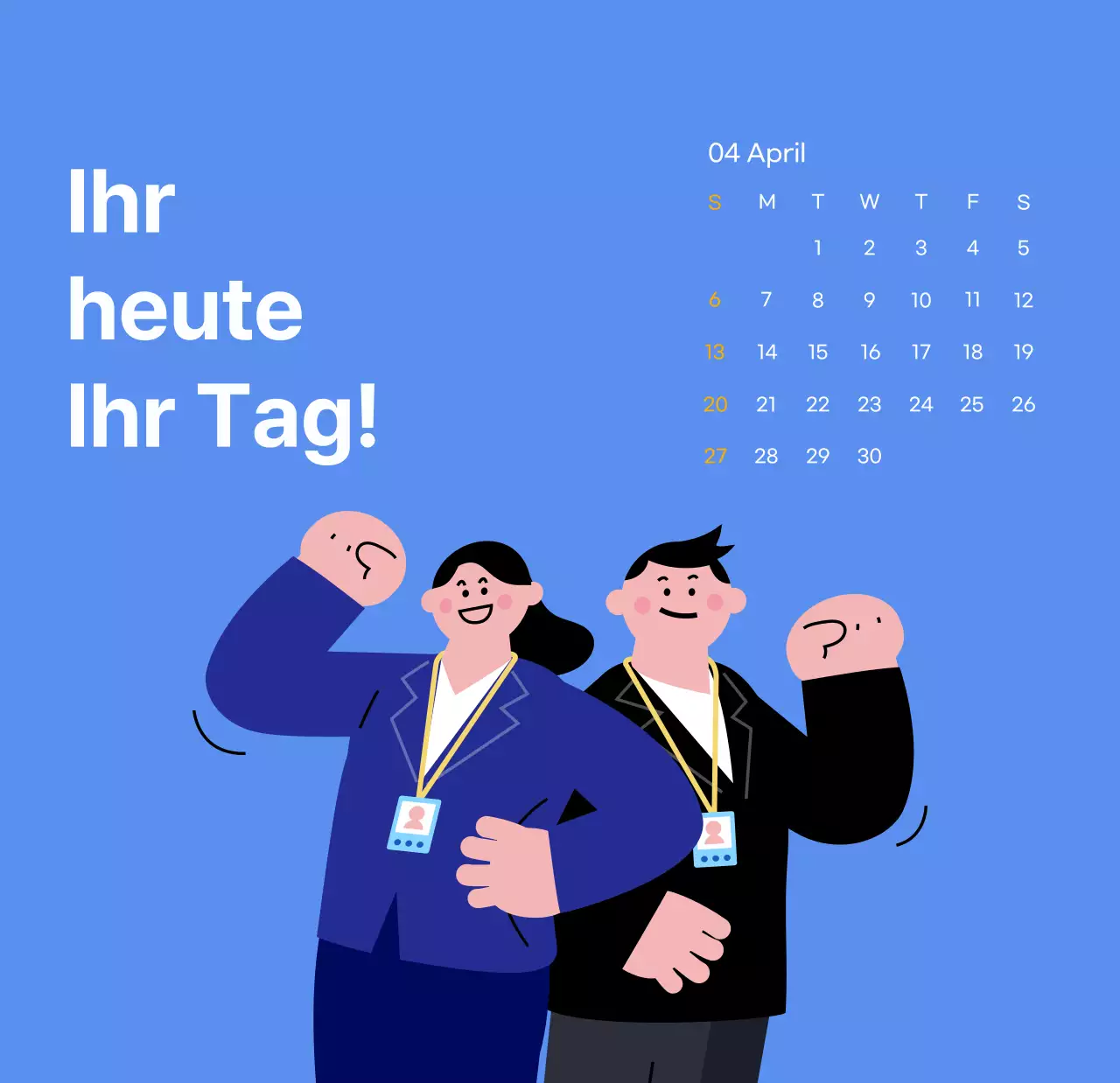 Motivationskalender mit energiegeladenen Illustrationen und positiven Zitaten auf hellblauem Hintergrund