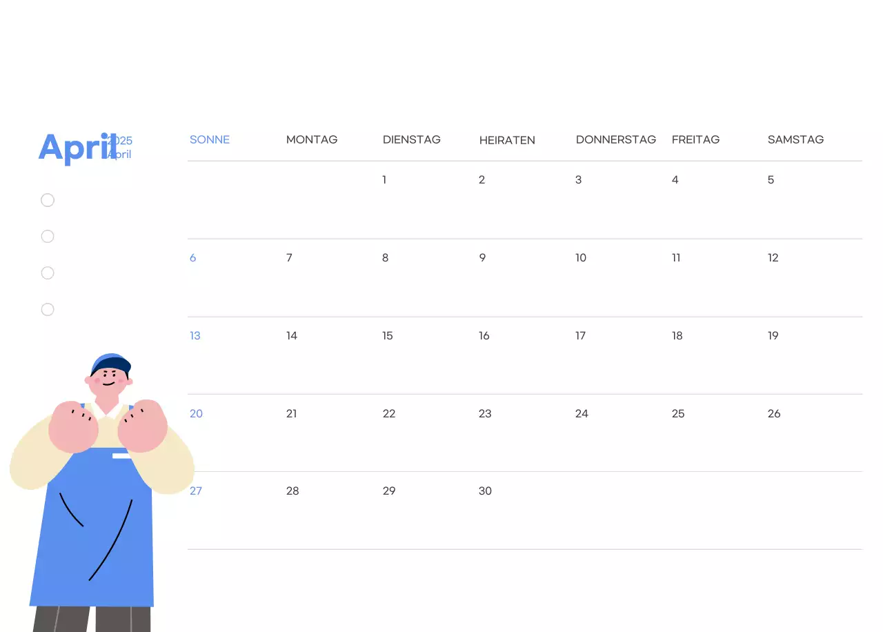 Motivationskalender mit energiegeladenen Illustrationen und positiven Zitaten auf hellblauem Hintergrund