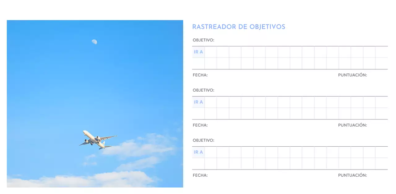 Calendario fotográfico de seguimiento de objetivos con un toque de azul