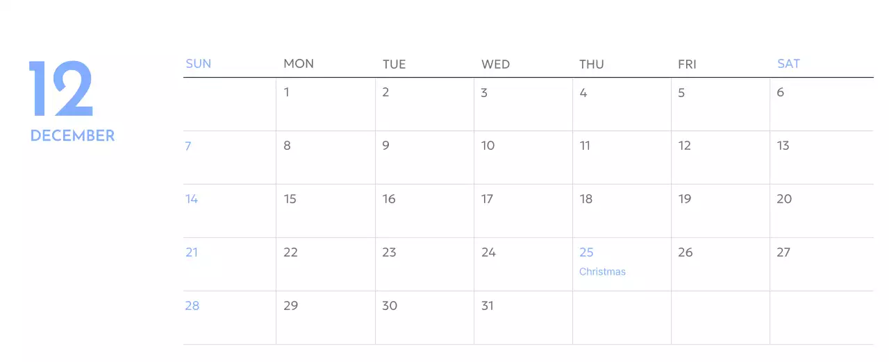 Photo goal tracker calendar with a splash of blue