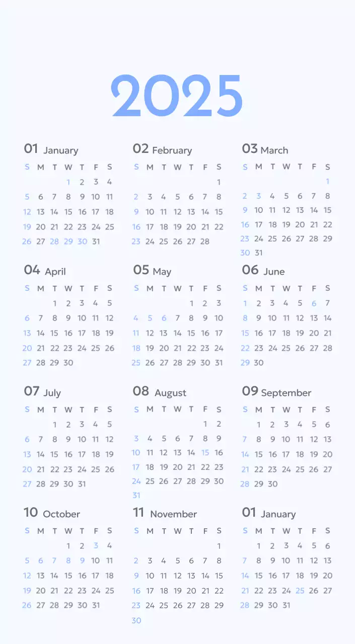 Photo goal tracker calendar with a splash of blue