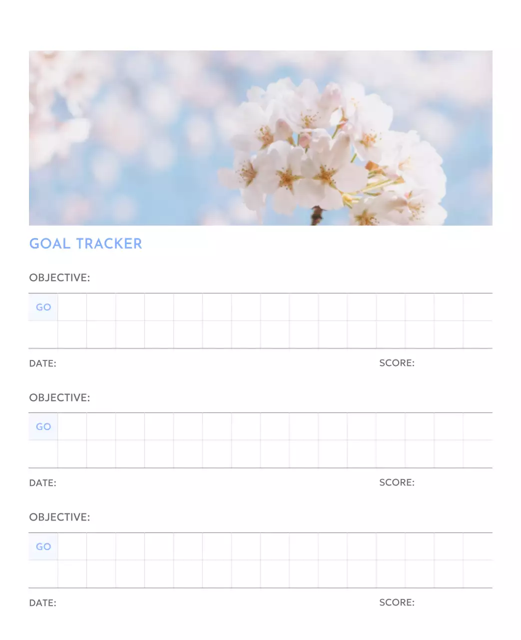 Kalender pelacak sasaran foto dengan percikan warna biru