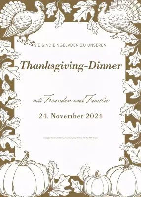 braune traditionelle Thanksgiving-Einladung