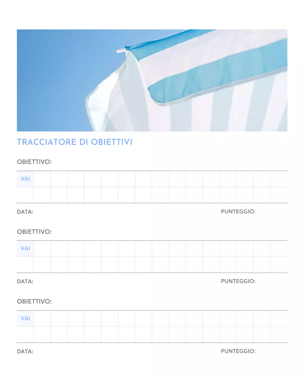 Calendario con foto tracciatore di obiettivi con un tocco di blu