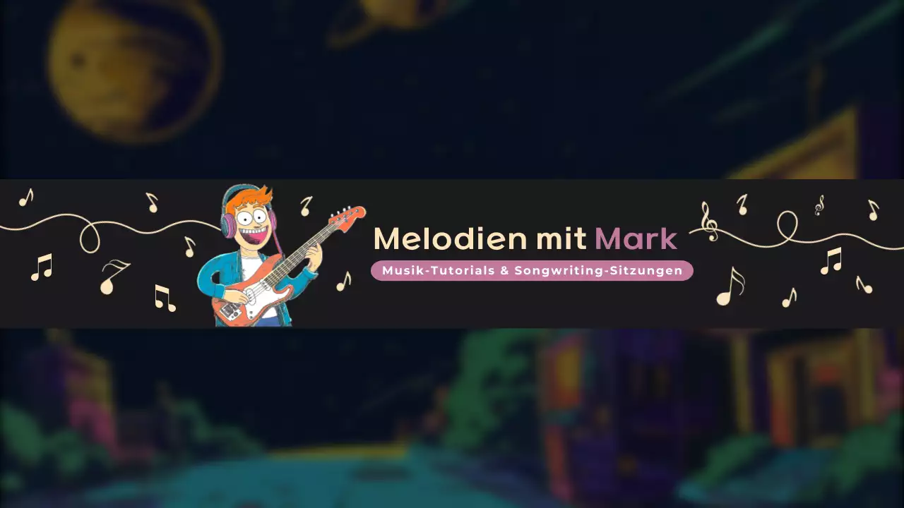 schwarz gelb grün musik tutorial youtube kanal vorlage cartoon style