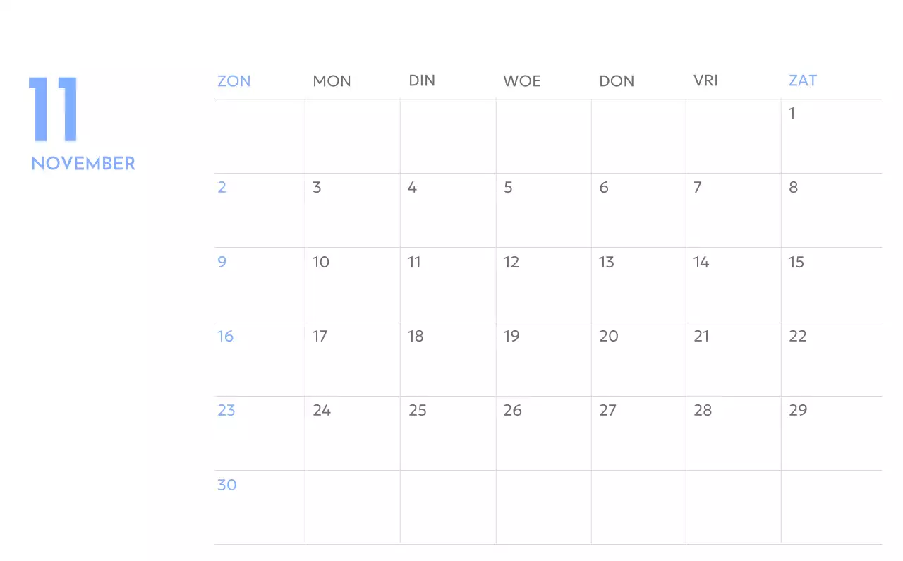 Photo goal tracker kalender met een vleugje blauw