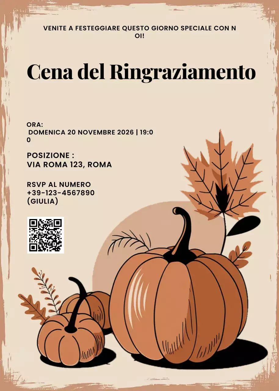 Invito al Ringraziamento rustico beige