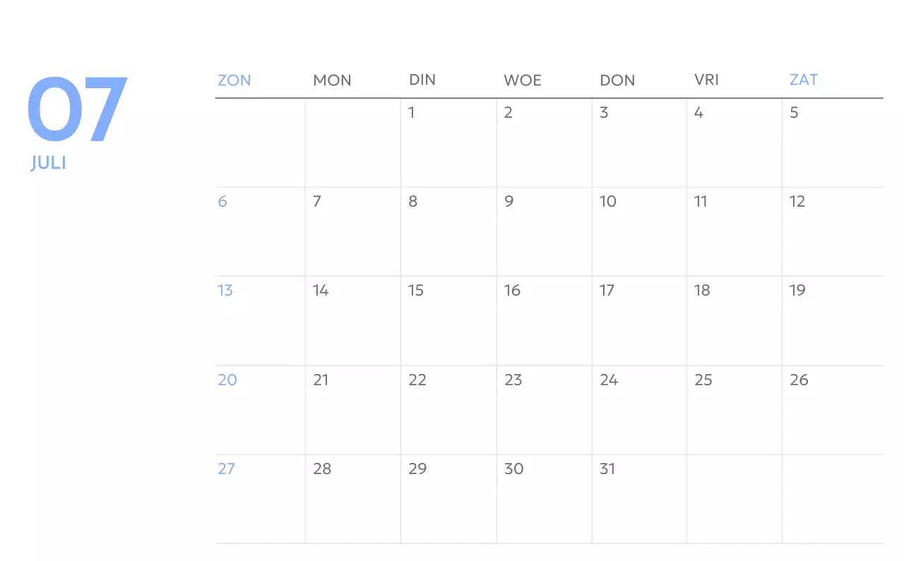 Photo goal tracker kalender met een vleugje blauw