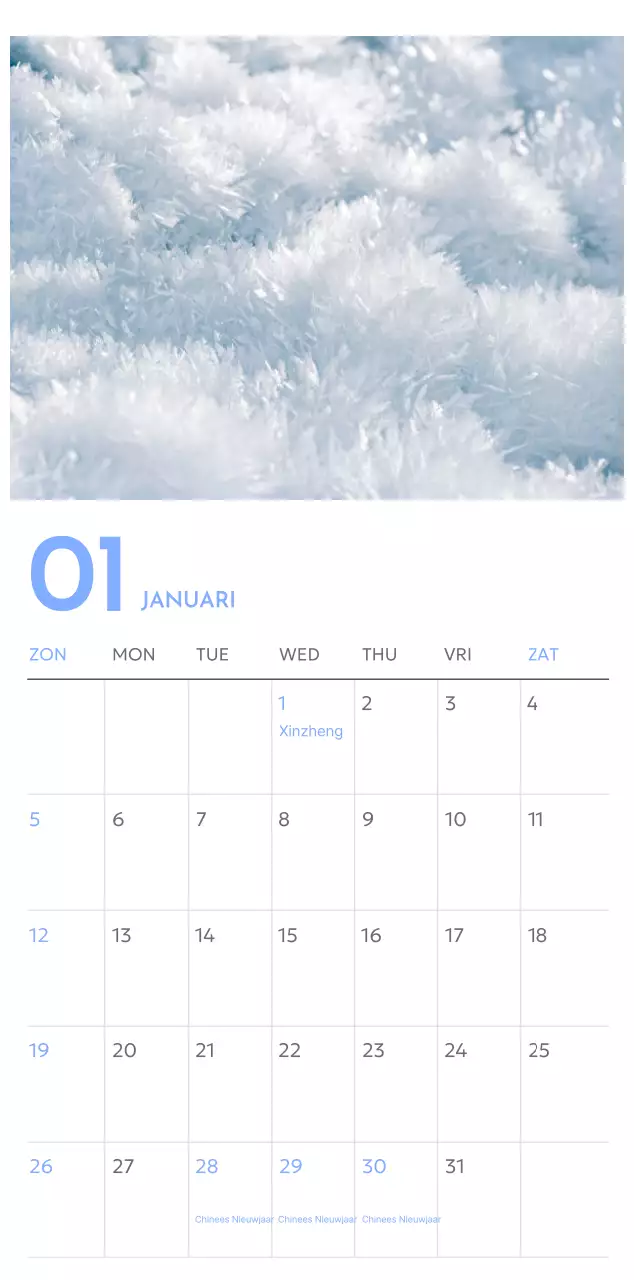 Photo goal tracker kalender met een vleugje blauw
