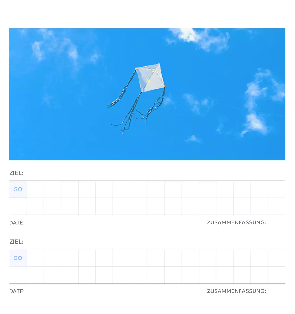 Foto-Zielverfolgungskalender mit einem Hauch von Blau