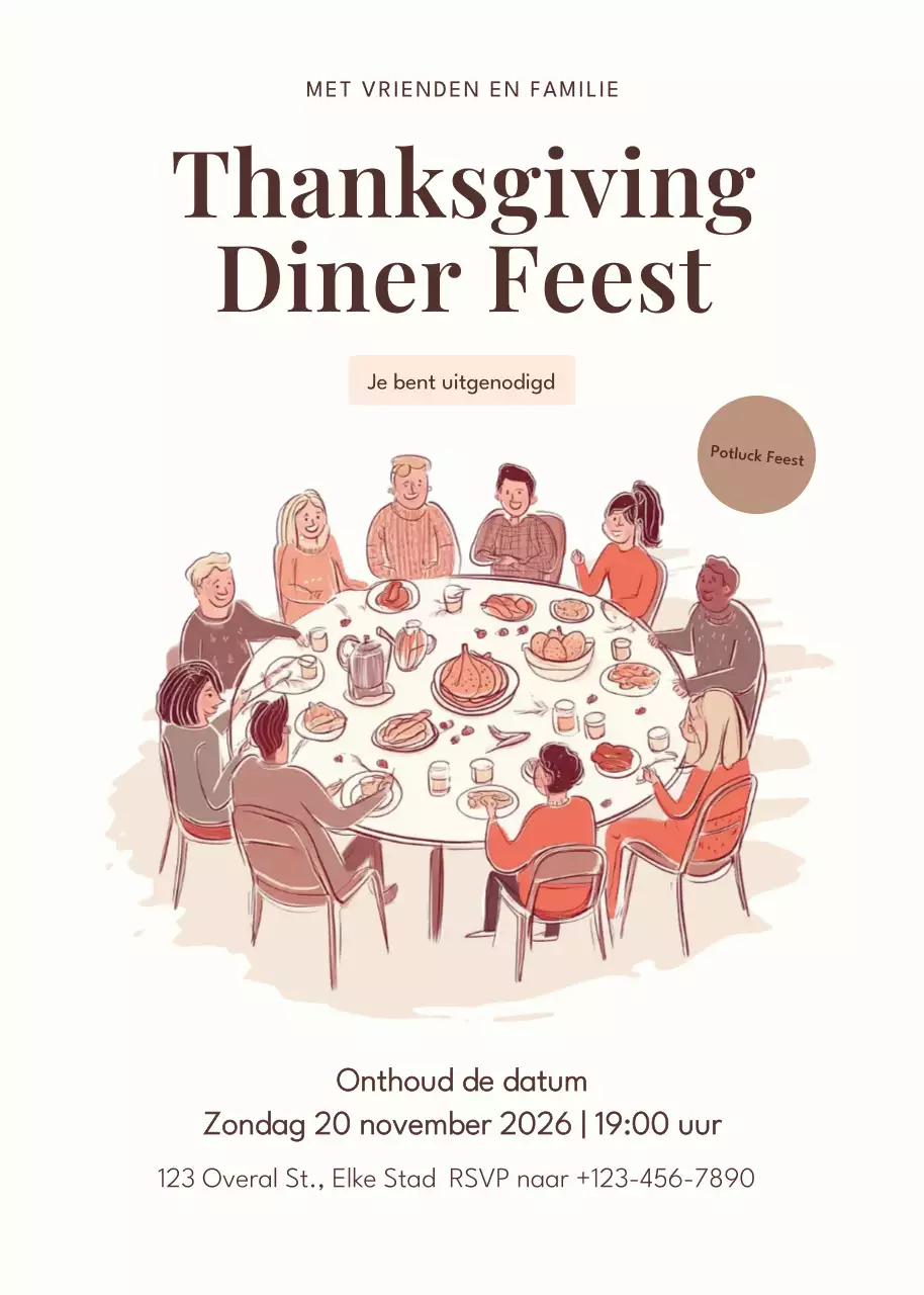 beige traditionele uitnodiging voor Thanksgiving