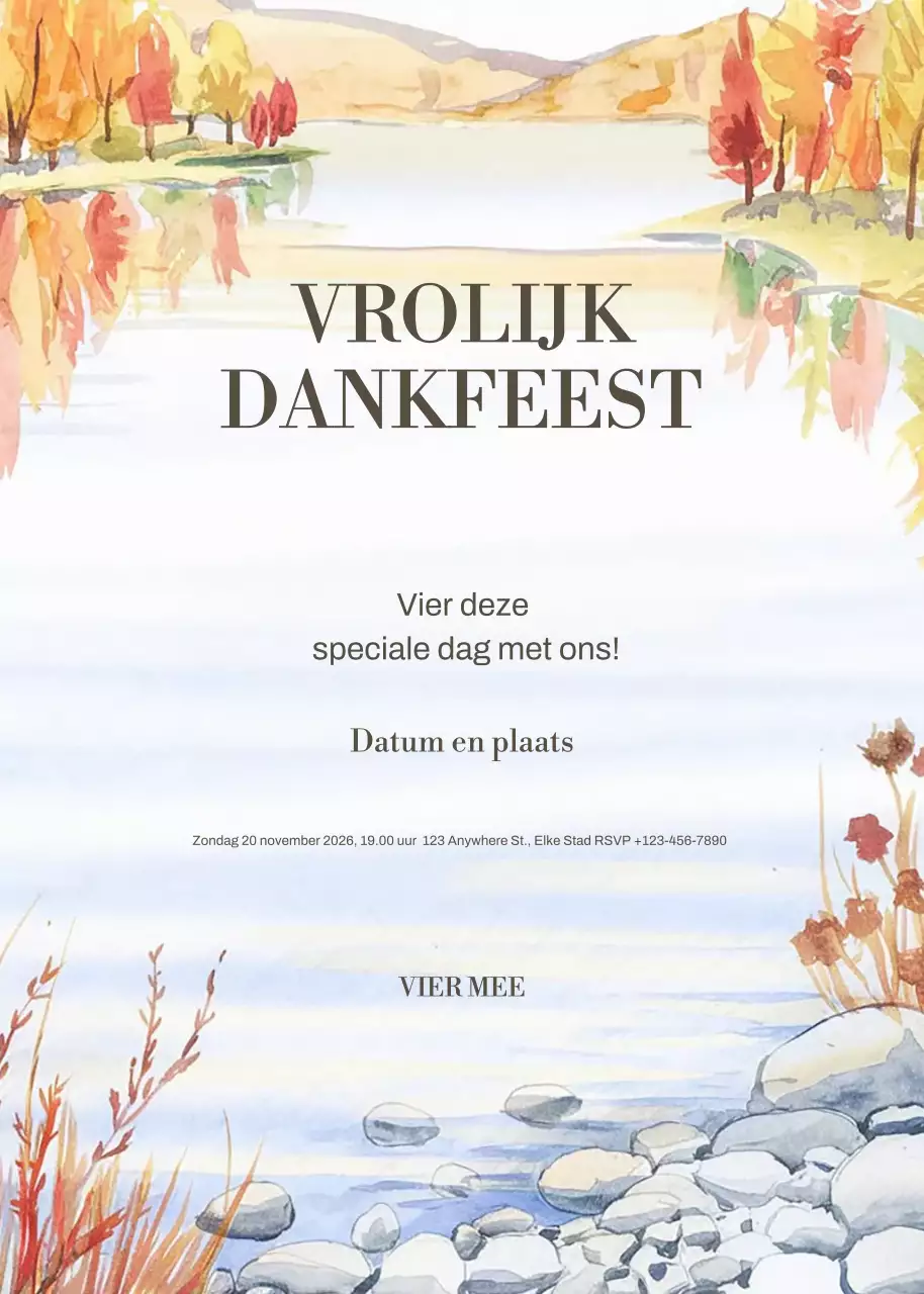 oranje rustieke uitnodiging voor Thanksgiving