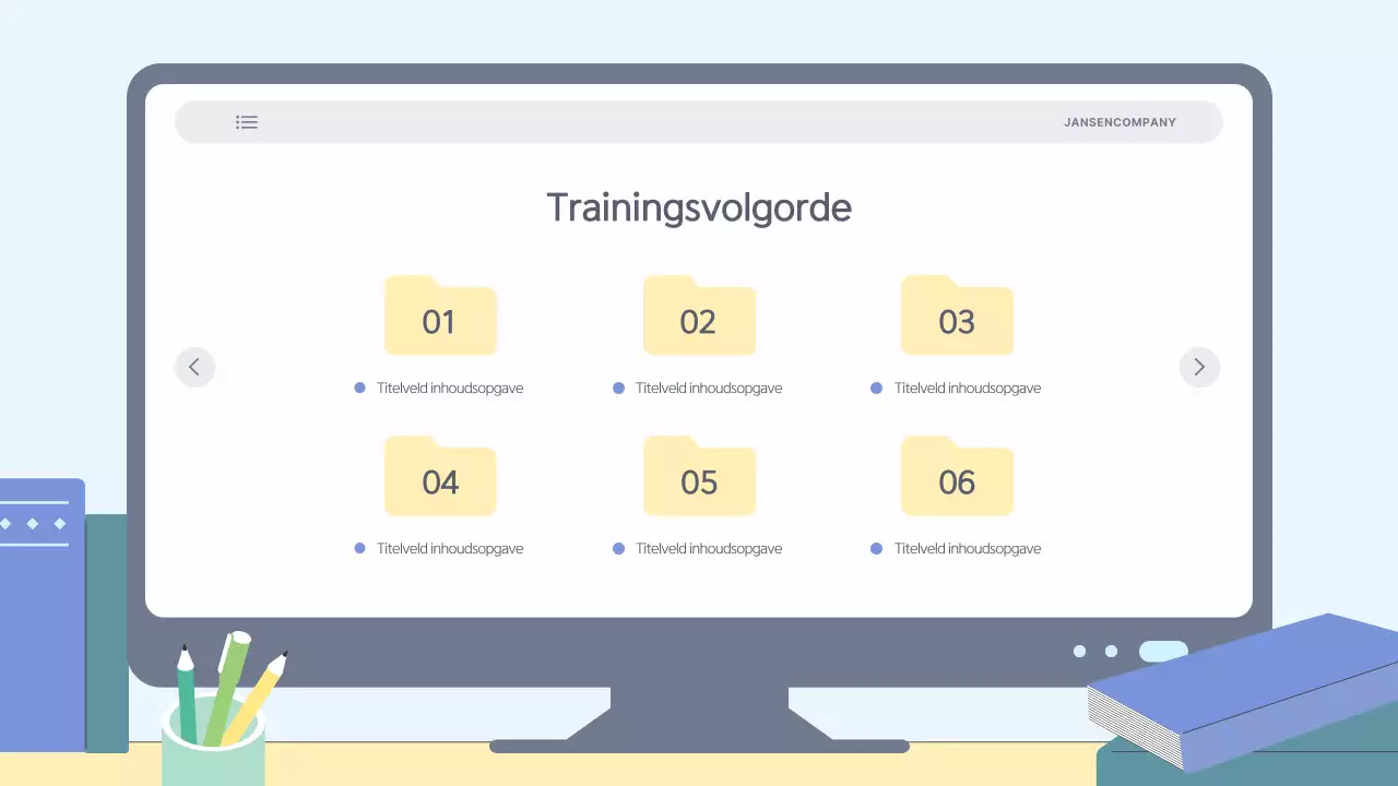 Eenvoudig, lichtblauw trainingsmateriaal voor preventie van intimidatie op de werkplek