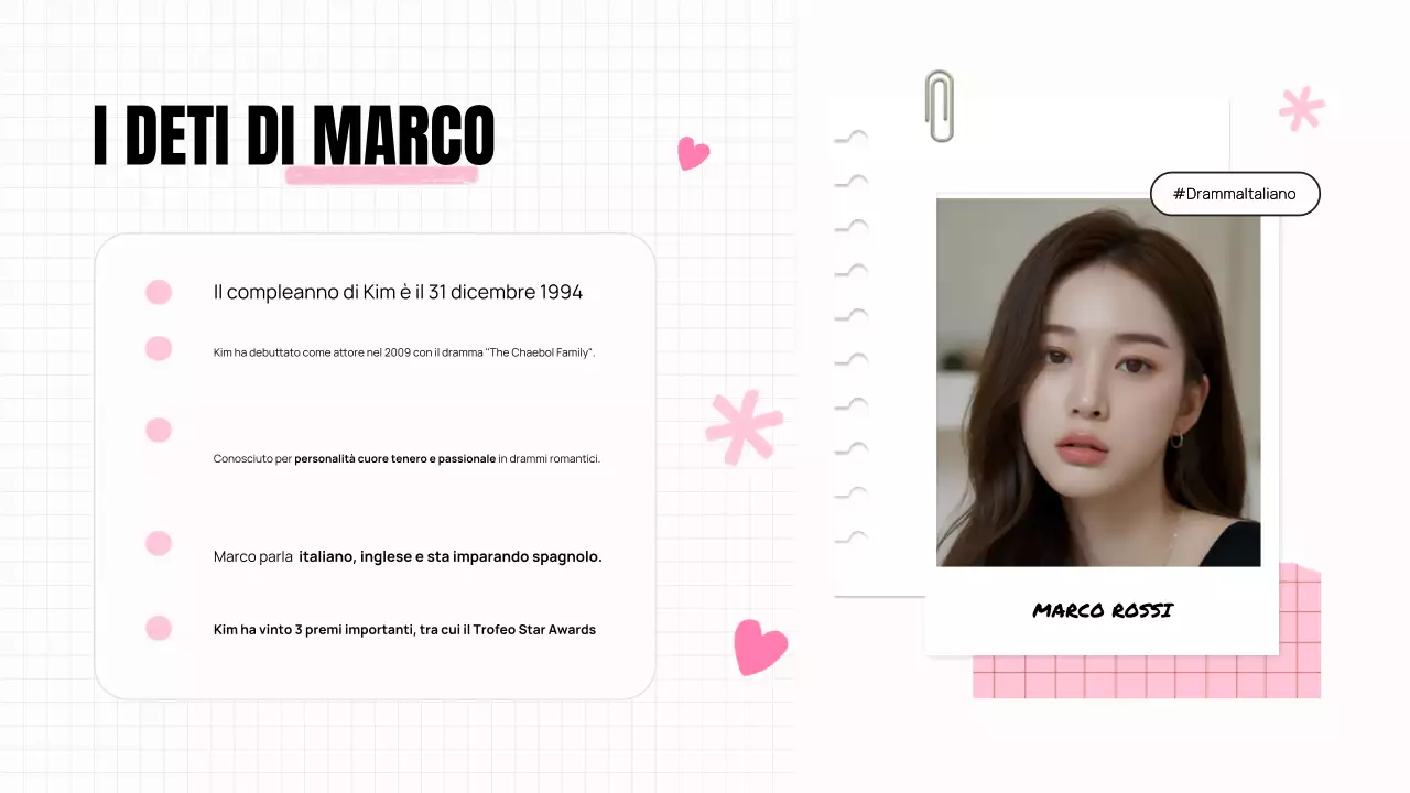 ESTETICA TRENDY ELEGANTE K-DRAMA PITCH DECK ATTRICE PRESENTAZIONE