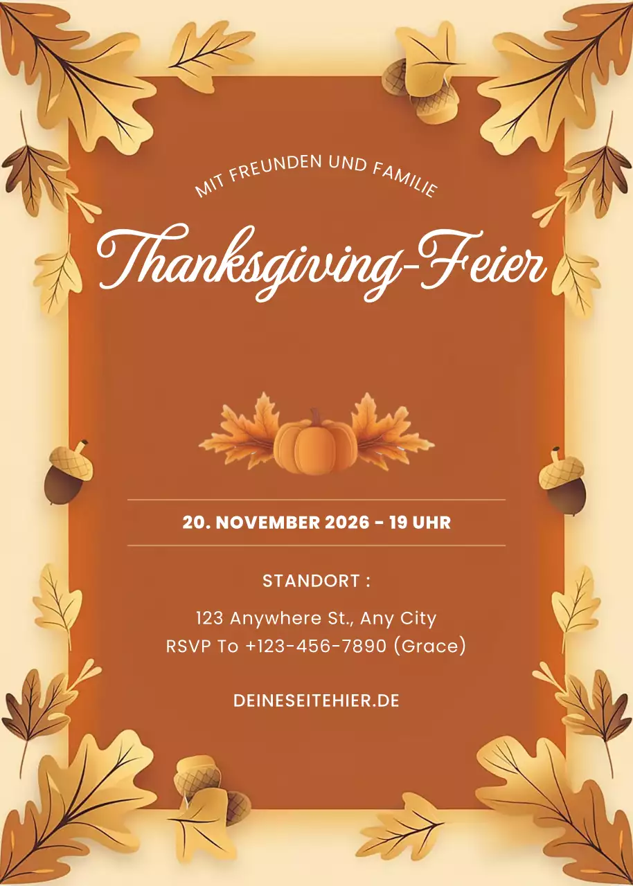 Orange Traditionelle Thanksgiving-Feier Party-Einladung