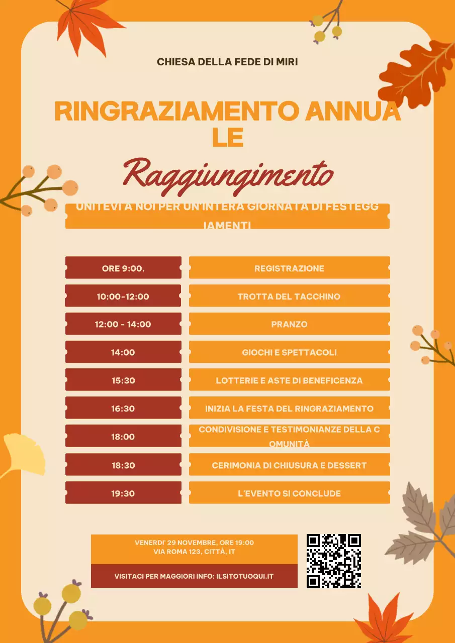 Illustrazione arancione Invito al Ringraziamento Poster Web