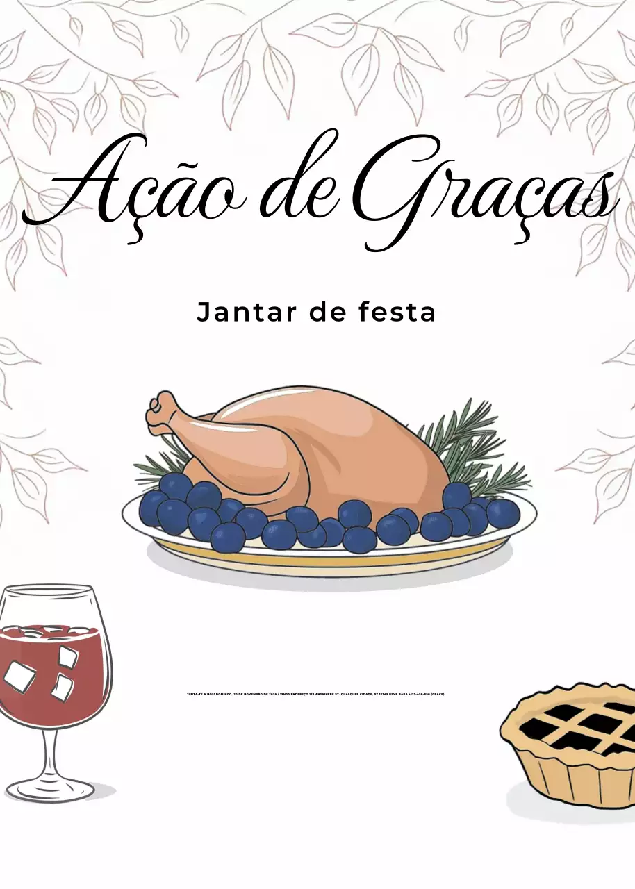 Convite de Ação de Graças branco bege e elegante