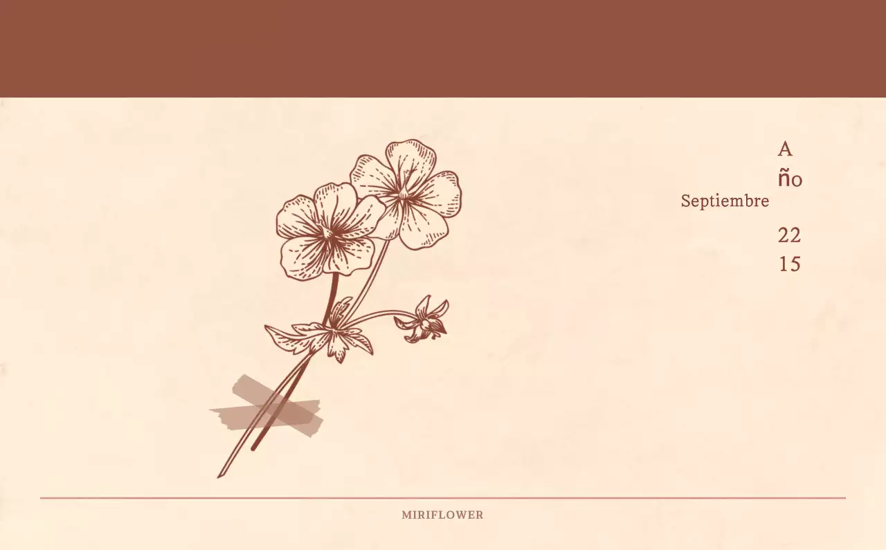 Un calendario sentimental de floristería en papel de lana marrón claro y marrón concepto