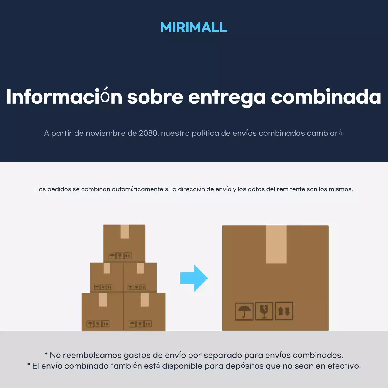 Instrucciones de envío azules por defecto