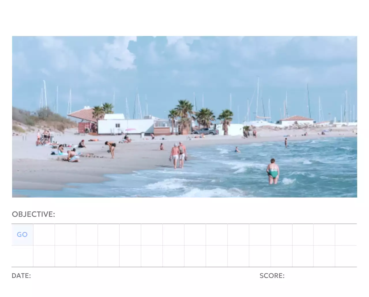 Kalender pelacak sasaran foto dengan percikan warna biru