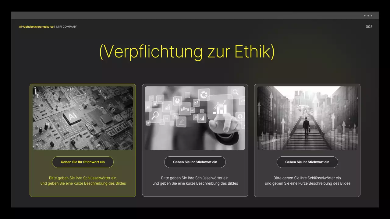 Gelbe und schwarze, cyber-eske KI-Schulungsmaterialien