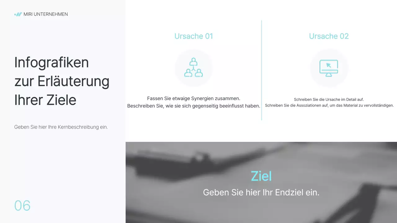 Moderner Geschäftsbericht eines Unternehmens in Grau und Hellblau