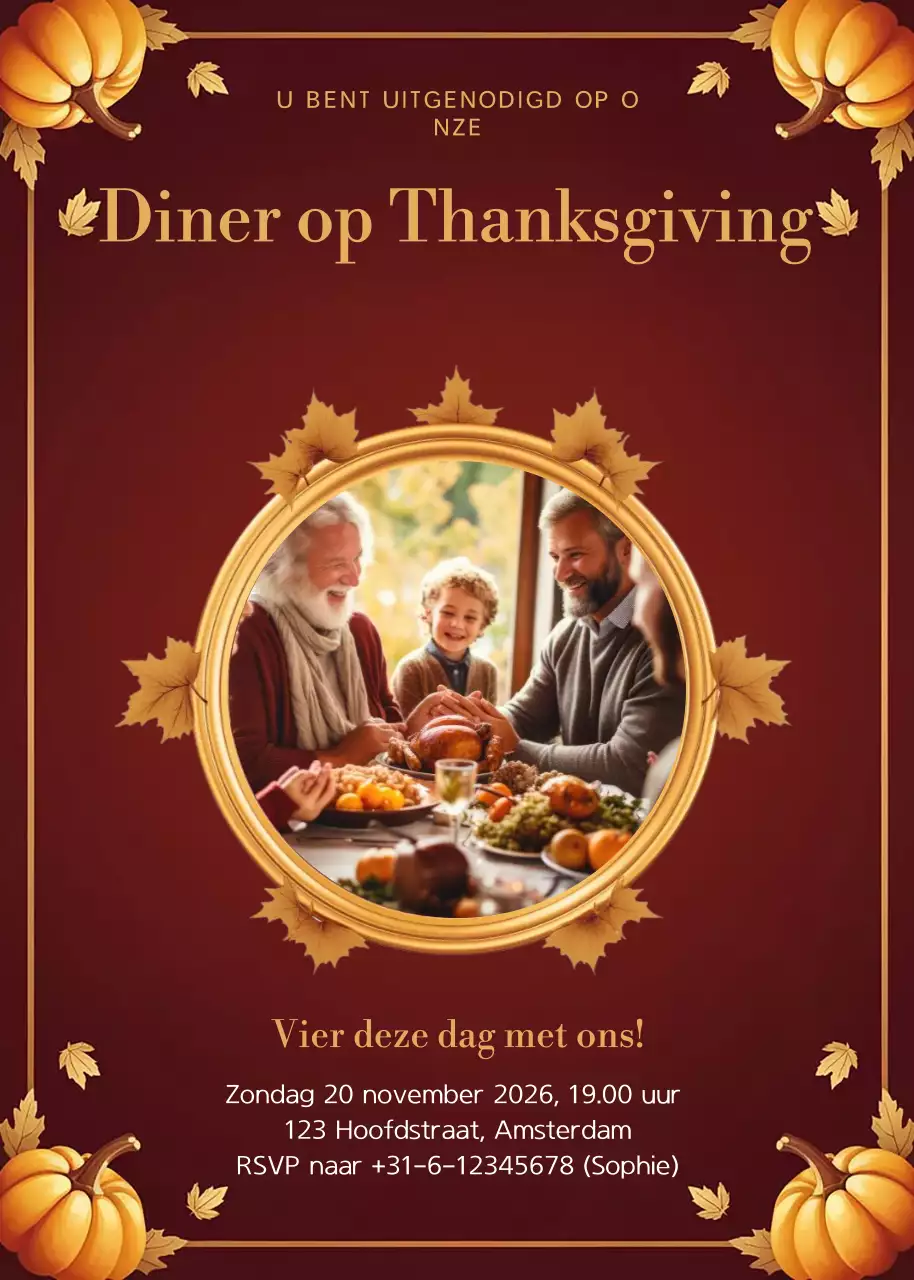rode traditionele uitnodiging voor Thanksgiving