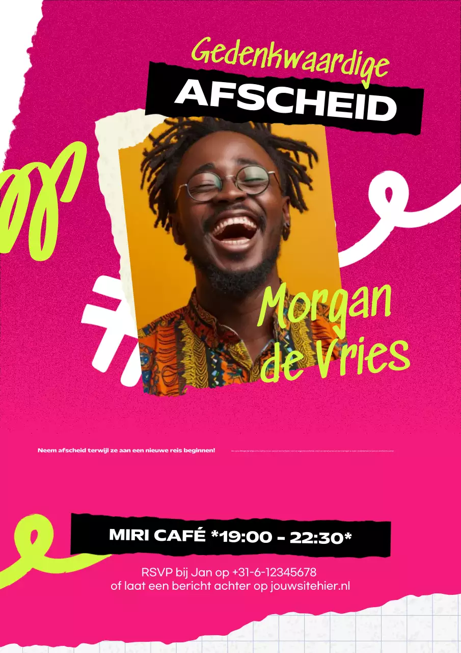 Roze Levendige Hippe Team en Vriend Afscheidsuitnodiging Poster