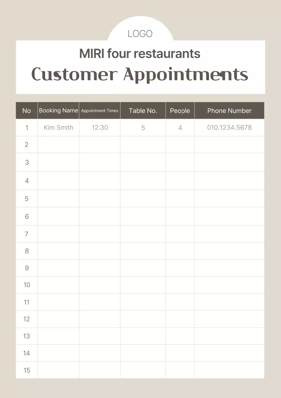 Lịch khách hàng đơn giản màu be