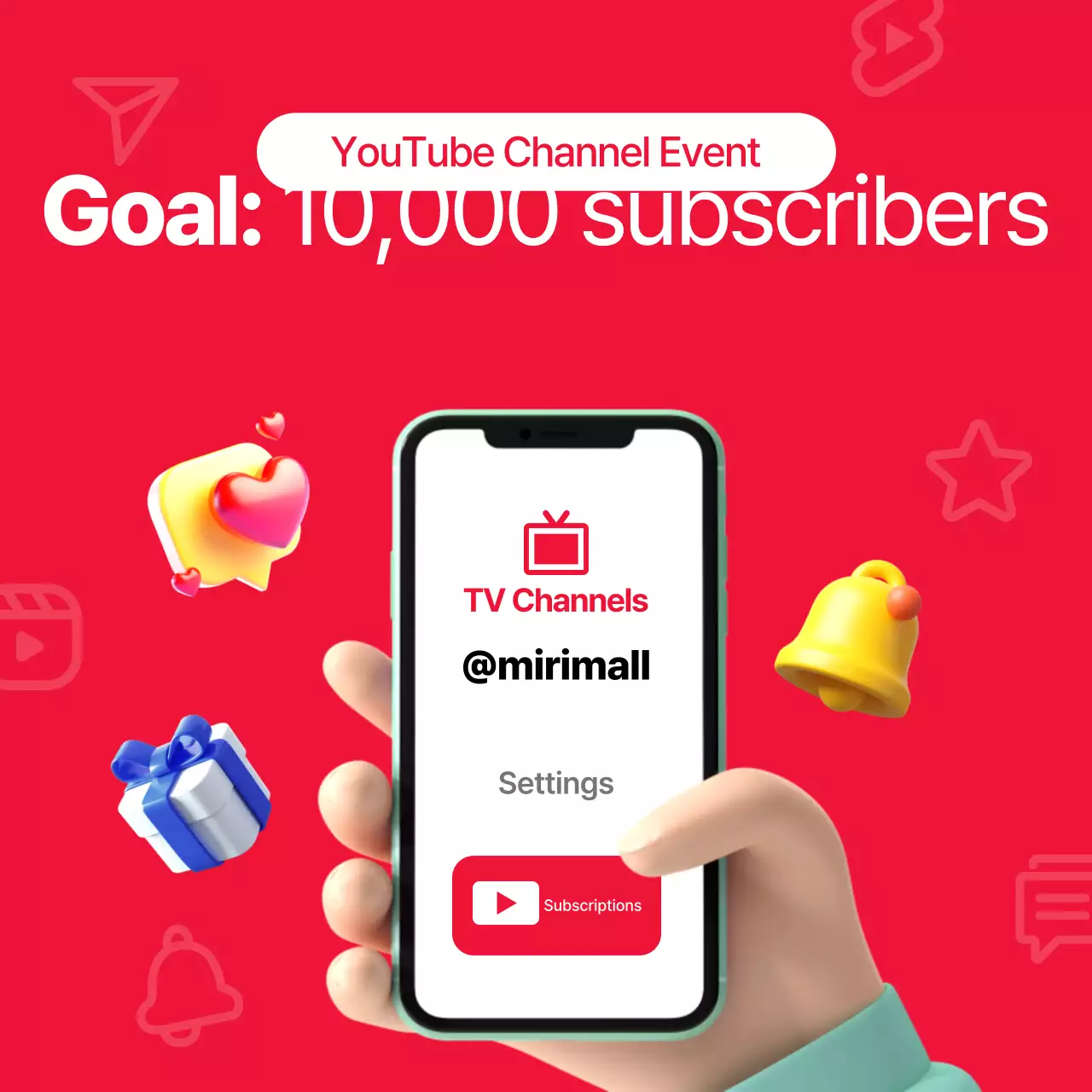 Red Trendy Youtube Promotion Social Media Post