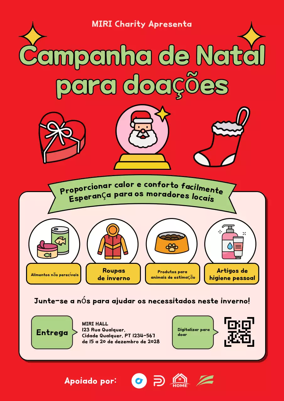 Cartaz de Natal para angariação de donativos em desenho animado