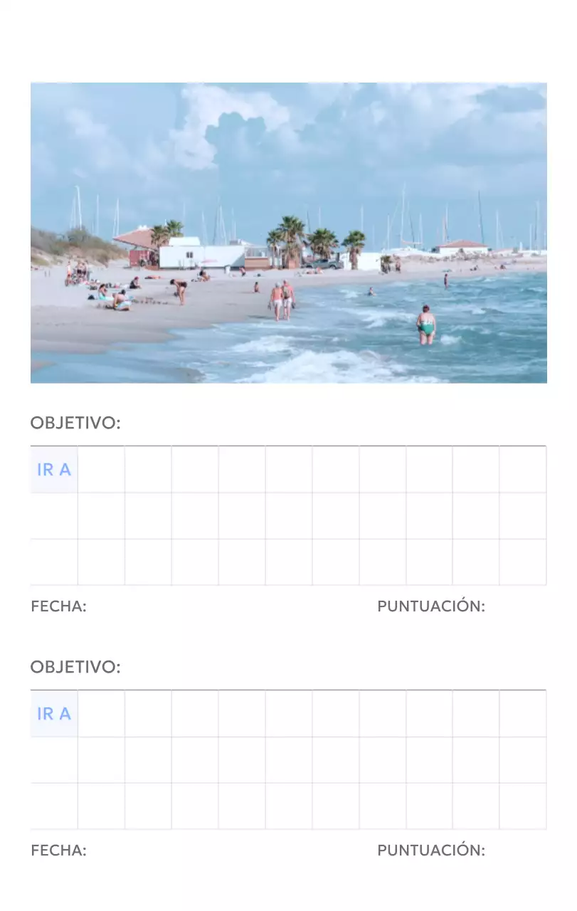 Calendario fotográfico de seguimiento de objetivos con un toque de azul