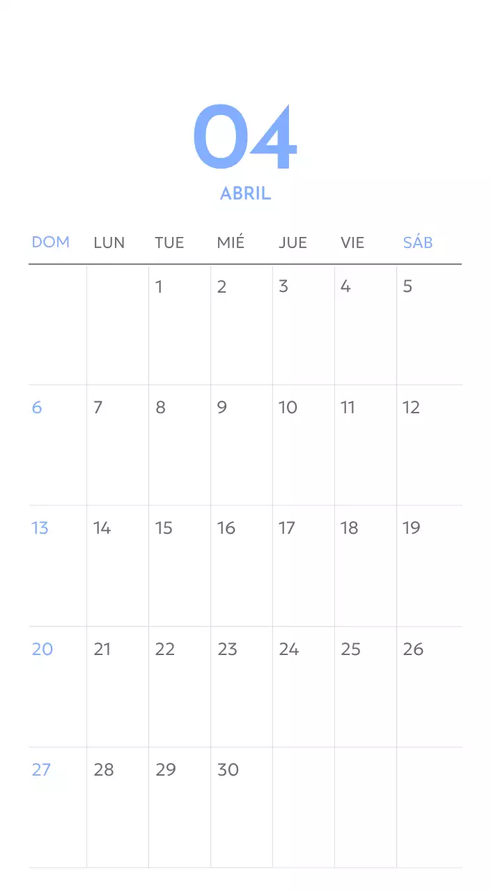 Calendario fotográfico de seguimiento de objetivos con un toque de azul