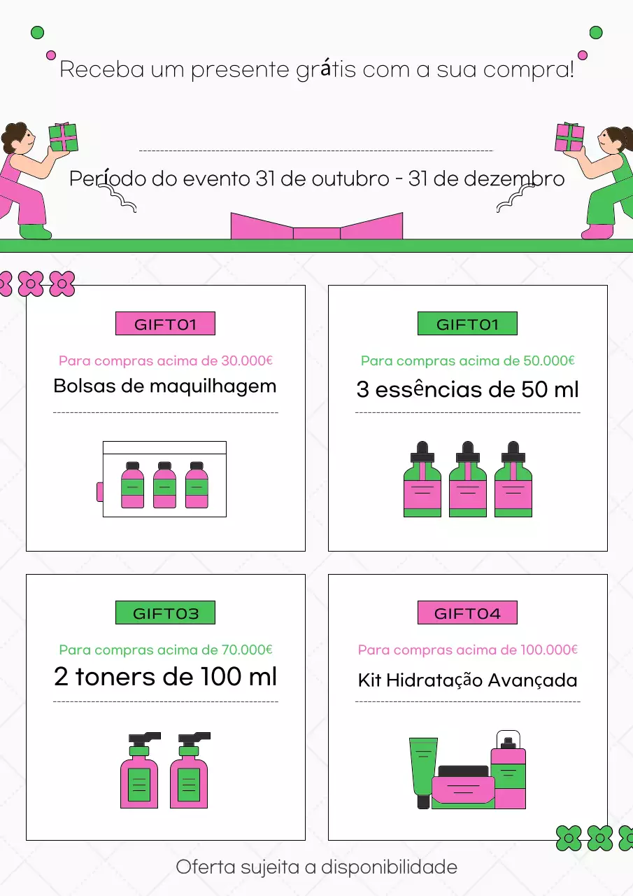 Promover um brinde kitsch verde e cor-de-rosa