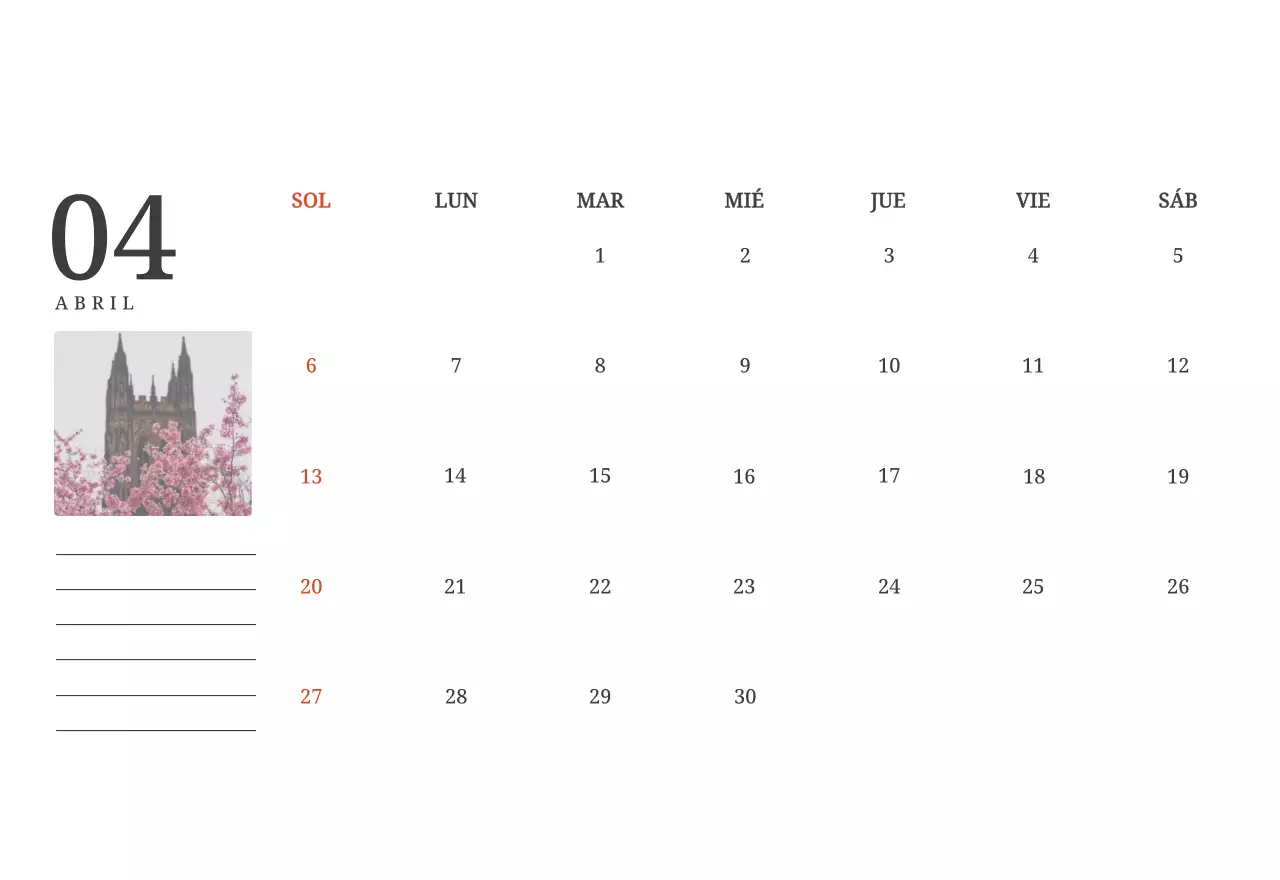 Un calendario conceptual fotográfico con iglesias pintadas en paisajes