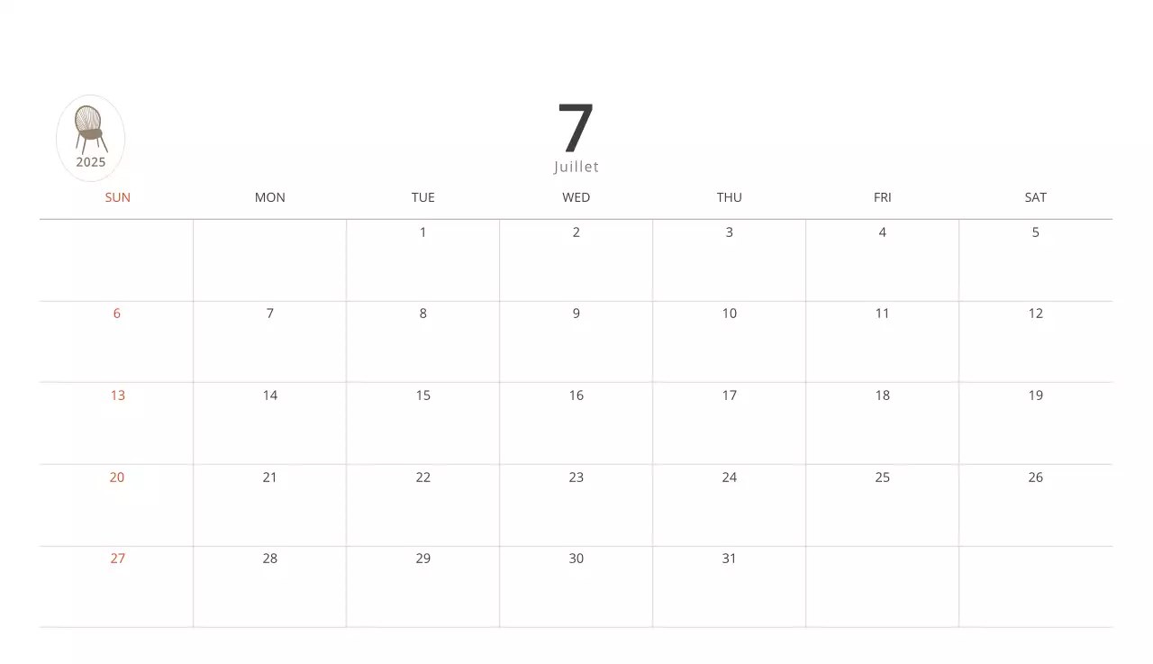 Calendrier intérieur minimaliste beige