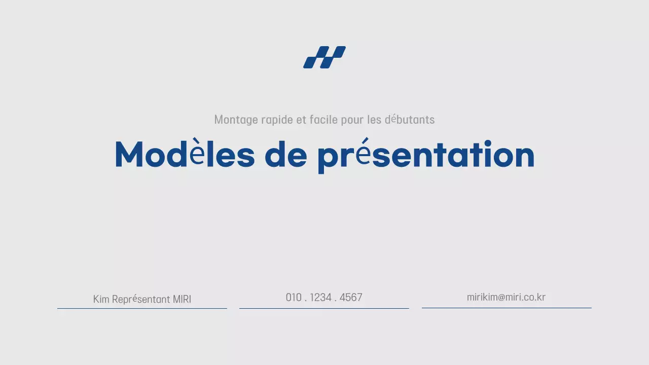 Rapport de présentation simple en bleu et gris, facile et rapide à éditer
