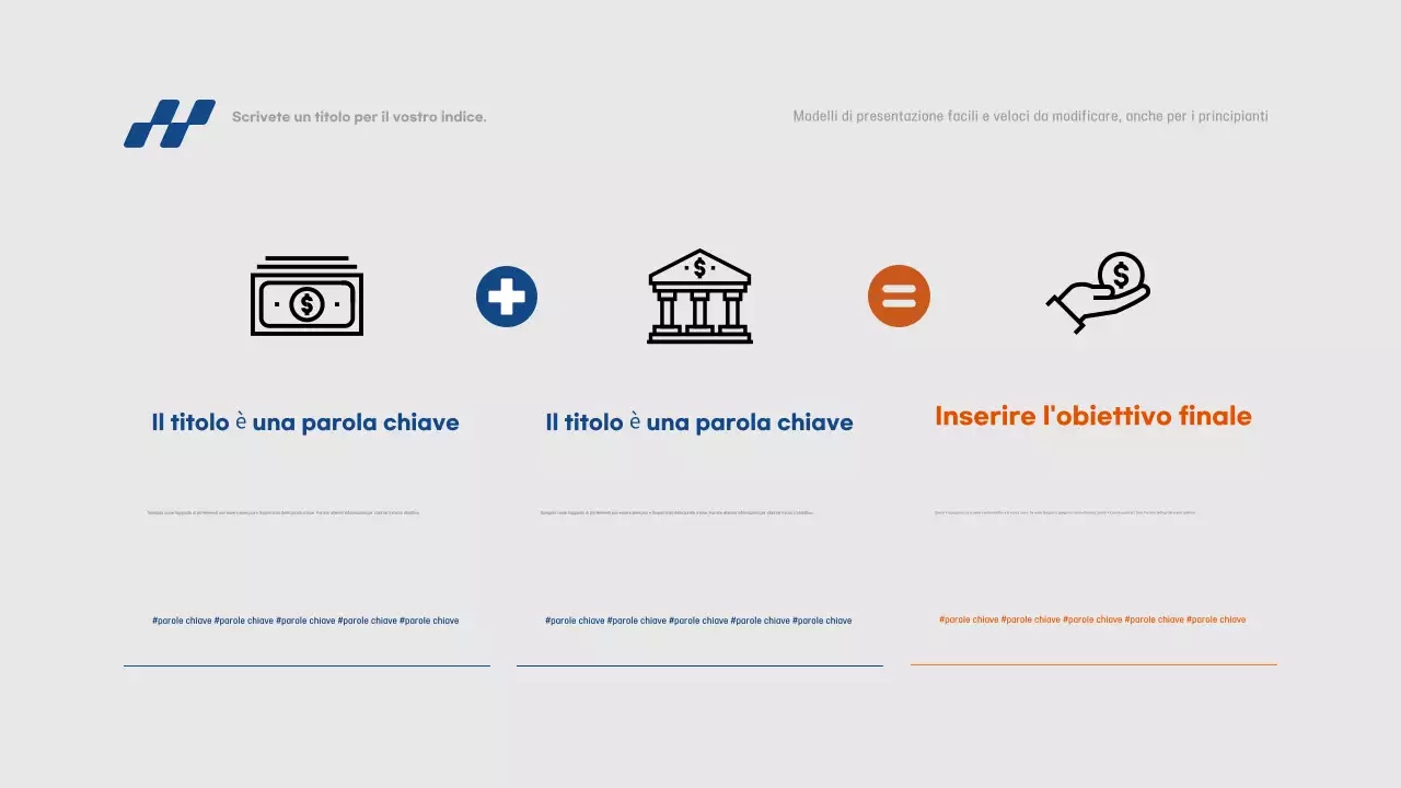 Semplice relazione di presentazione in blu e grigio, facile e veloce da modificare